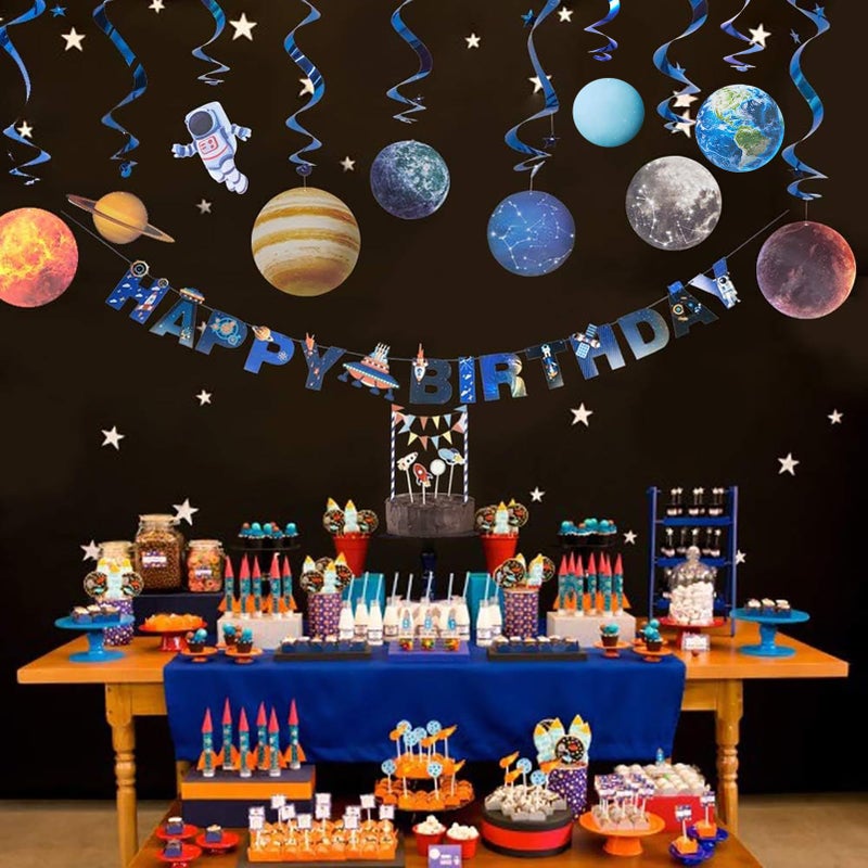 Easy Joy Solar System Hanging Swirl 12 Pieces Decorations Outer Space Party Planets Supplies Space Decorations Party Galaxy Room Decor - Image 5
